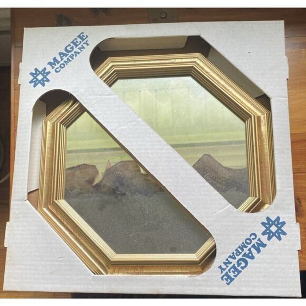 Magee Company Vintage‎ Octagon Shaped Mirror In Gold 15” Set Of 2